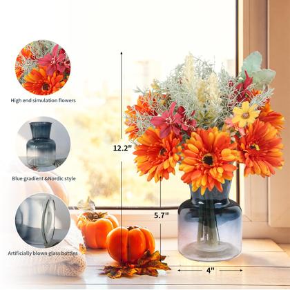 Imagem de Restos de flores artificiais com vaso Gerbera Daisy Orchid Wheat