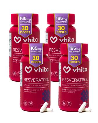 Imagem de Resveratrol 165mg com biotina , licopeno e proantocianidinas de 30 cápsulas Vhita 4 unidades