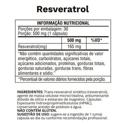 Imagem de Resveratrol 500mg 30 Cápsulas Antioxidante Vegano - Ocean Drop