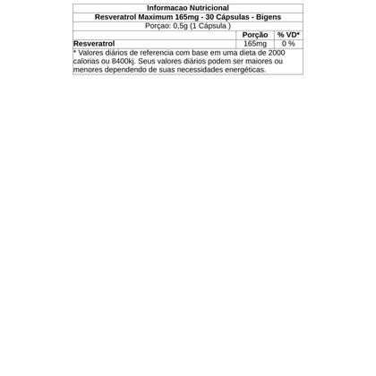 Imagem de Resveratrol Maximum 165mg - 30 Cápsulas - Bigens