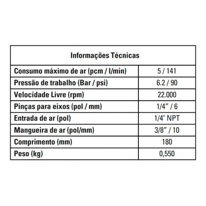 Imagem de Retífica Pneumática Mini Esmeril De Ar Com Maleta E Kit