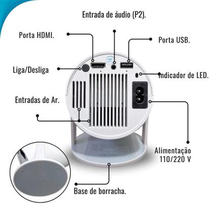 Imagem de Retroprojetor 4K Mini Led Hdmi Usb Bluetooth Multimídia Novo