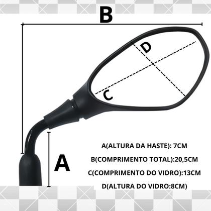 Imagem de Retrovisor Bmw F800 Haste Curta Rebaixada 90 Honda Cg 160