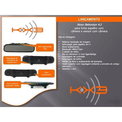 Imagem de Retrovisor + Câmera De Ré + Sensor Estacionamento Kx3 Branco