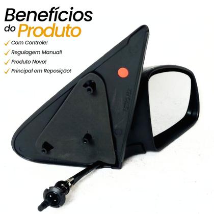 Imagem de Retrovisor Direito Carona Chevrolet Celta Prisma 2007 2008 2009 2010 2011 2012 2013 2014 com Controle Interno Manual