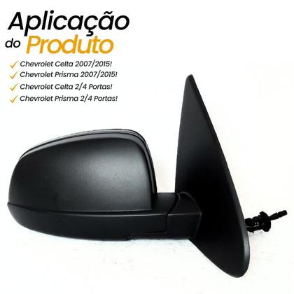 Imagem de Retrovisor Direito Carona Chevrolet Celta Prisma 2007 2008 2009 2010 2011 2012 2013 2014 com Controle Interno Manual