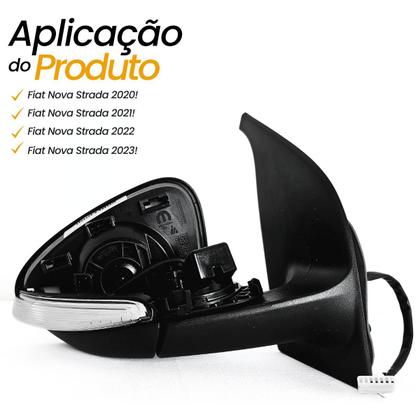 Imagem de Retrovisor Direito (passageiro) Nova Fiat Strada 2020 2021 2022 com regulagem Elétrico e Seta (pisca) Original