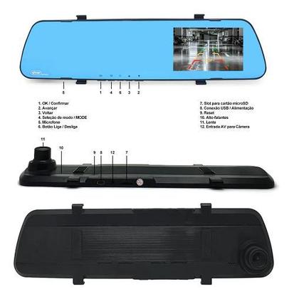 Retrovisor Espelho Com Câmera Frontal e ré Para Carro - Techguia Imagem de Retrovisor Espelho Com Câmera Frontal e ré Para Carro - Techguia