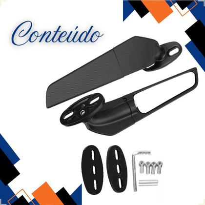 Imagem de Retrovisor Espelho Universal Asa De Vento Giratória Para Motos Carenadas Todas
