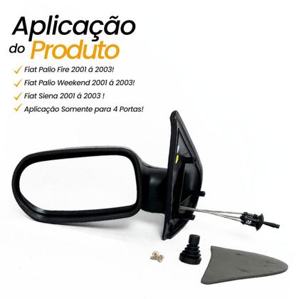 Imagem de Retrovisor Esquerdo Lado Motorista Fiat Palio Fire Weekend Siena 2001 2002 2003 4 Portas Com Controle
