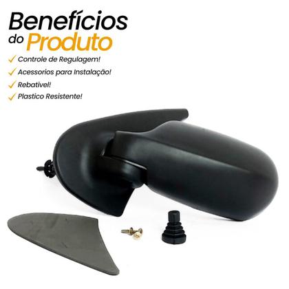 Imagem de Retrovisor Esquerdo Lado Motorista Fiat Palio Fire Weekend Siena 2001 2002 2003 4 Portas Com Controle