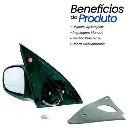 Imagem de Retrovisor Esquerdo motorista Chevrolet Corsa Montana 2002 2003 2004 2005 2006 2007 2008 2009 2010 2011 2012 com Controle Manual Interno e Dobravél