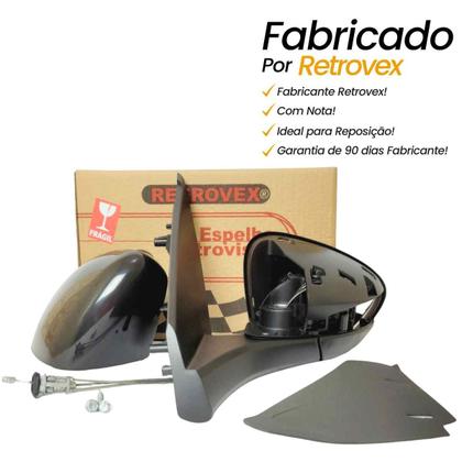 Imagem de Retrovisor Esquerdo Motorista Fiat Argo Cronos 2017 2018 2019 2020 2021 2022 2023 com Controle Interno Manual Capa Preto