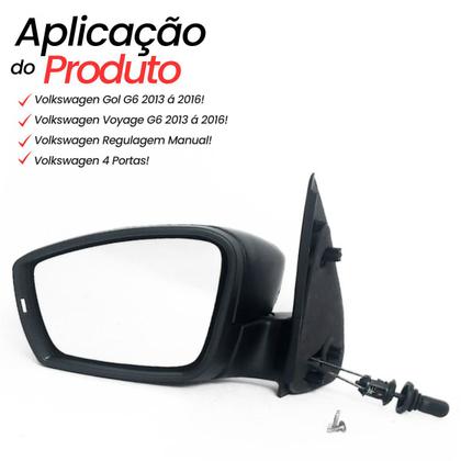 Imagem de Retrovisor Esquerdo (motorista) Volkswagen Gol Voyage G6 2013 2014 2015 2016 com Controle Manual sem Seta
