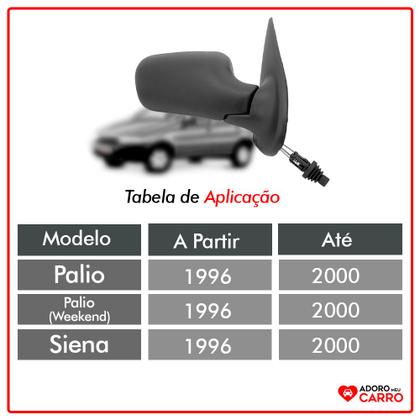 Imagem de Retrovisor Externo com Controle Palio Siena Weekend 96/00 4p Ld
