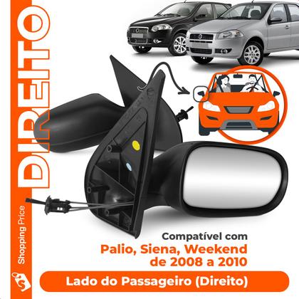 Imagem de Retrovisor Externo Espelho Lateral Palio Siena Weekend 2008 a 2010 4 Portas Controle Manual
