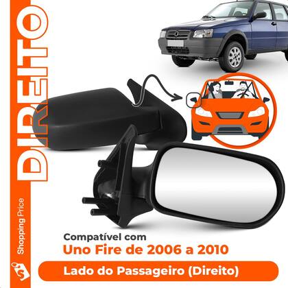 Imagem de Retrovisor Externo Espelho Lateral Uno Fire 2006 a 2010 4 Portas Fixo Retrovex
