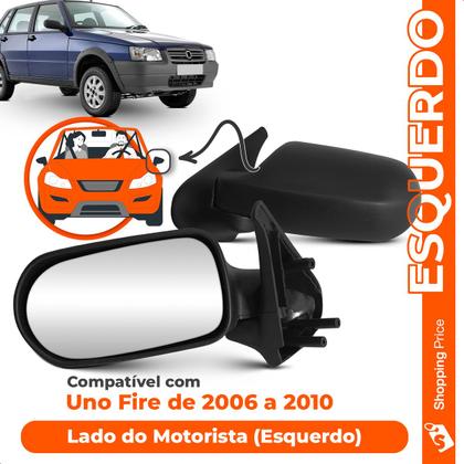 Imagem de Retrovisor Externo Espelho Lateral Uno Fire 2006 a 2010 4 Portas Fixo Retrovex
