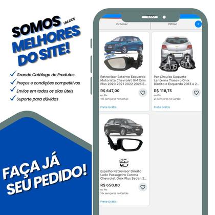 Imagem de Retrovisor Externo Esquerdo Motorista Chevrolet GM Onix Plus 2020 2021 2022 2023 Elétrico com Sensor Ponto Cego