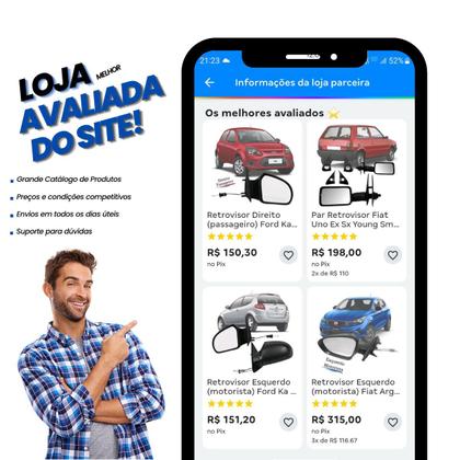 Imagem de Retrovisor Lateral Direito Carona Chevrolet GM Monza Tubarão 94 95 96 com Controle Interno Manual