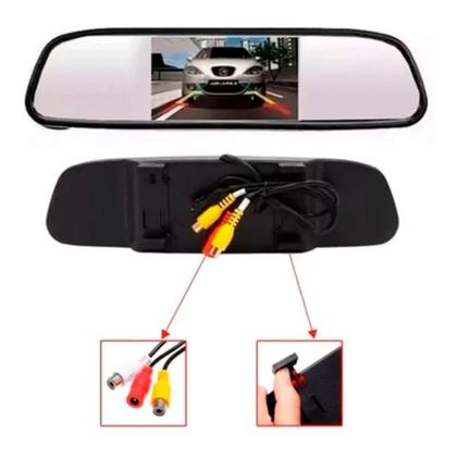 Imagem de Retrovisor Monitor Tela 4.3 Câmera Ré Colorido Estacionamento + Sensoe 18mm Branco