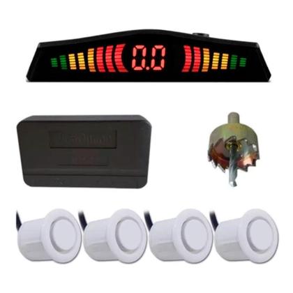 Imagem de Retrovisor Monitor Tela 4.3 Câmera Ré Colorido Estacionamento + Sensoe 18mm Branco