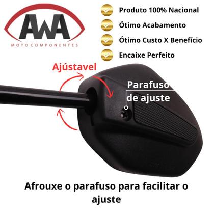 Retrovisor Moto Titan 125 150 Par Padrão Honda 160 Tamanho Normal - AWA Imagem de Retrovisor Moto Titan 125 150 Par Padrão Honda 160 Tamanho Normal