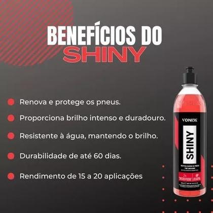 Imagem de Revitalizador Pneu Pretinho Shiny Vonix Brilho Molhado 500ml