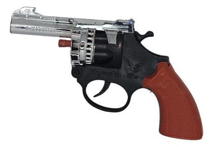 Imagem de Revólver Espoleta Arma Premium Pistola Cromada 4 Cartelas