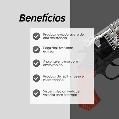 Imagem de Revólver Espoleta Arma Premium Pistola Cromada 4 Cartelas