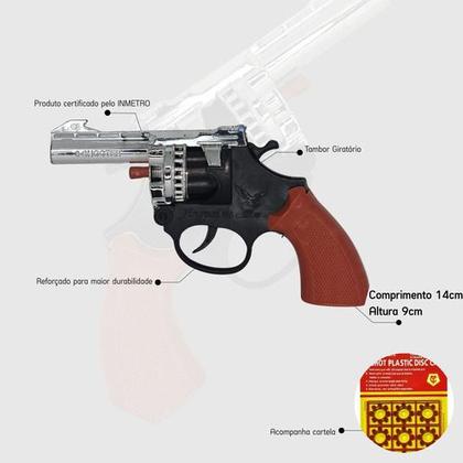 Imagem de Revólver Espoleta Arma Premium Pistola Cromada 4 Cartelas