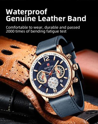 Imagem de Reward Quartzo Luxo Aço Inoxidável De Pulso À Prova Dágua.