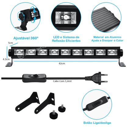 Imagem de Ribalta Luminária Luz Negra Ultravioleta 9 Leds Com Interruptor Liga/Desliga WS5806
