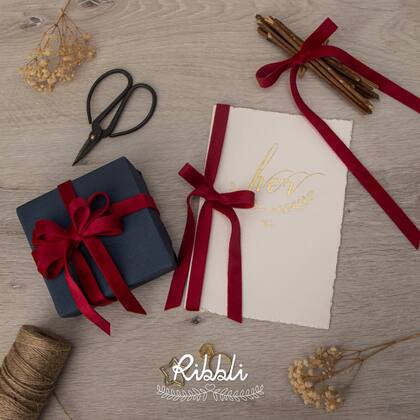 Imagem de Ribbon Ribbli Vintage Red Velvet 2,5 cm x 9,1 m de dupla face