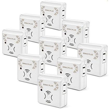 Imagem de Riddex Sonic Plus Ultrasonic Pest Repeller, Plug in com tomadas para uso interno - Repelente de insetos - Repelentes de insetos para defesa doméstica - Proteger contra roedores e insetos, livre de produtos químicos (9 Pack branco)