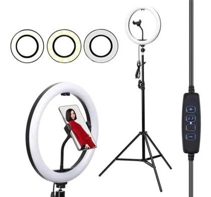 Imagem de Ring Light  10 Polegadas com Tripé de 2.10mts e Suporte de Celular