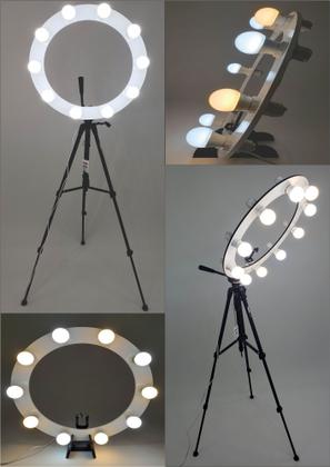 Imagem de Ring Light 12 2em1 + Lâmpadas Led + Tripé 1,50m + Kit Selfie