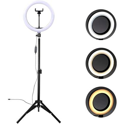 Imagem de Ring light 12 polegadas com tripé 2.1m suporte para celular para fotografias e vídeos