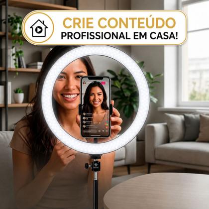 Imagem de Ring Light 12 Polegadas Com Tripé 2,10m Profissional Video