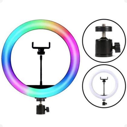 Imagem de Ring Light 12'' Polegadas RGB Com Tripé 2.1m Iluminador