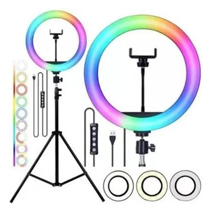 Imagem de Ring Light 14'' Polegadas RGB Com Tripé 2.1m Profissional