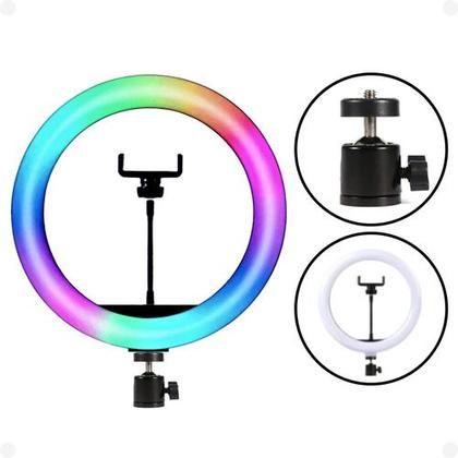 Imagem de Ring Light 14'' Polegadas RGB Com Tripé 2.1m Profissional