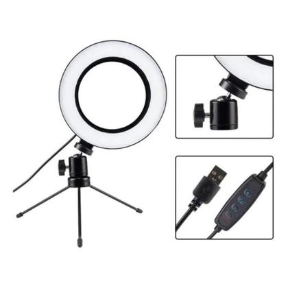 Imagem de Ring Light 16cm/06 Polegadas+ Tripé De Mesa