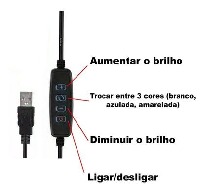 Imagem de Ring Light 20cm/6 Polegadas quente frio+ Tripé De Mesa + Suporte Celular