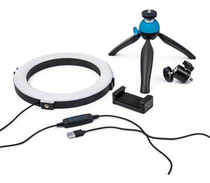 Imagem de Ring Light 20cm/6 Polegadas quente frio+ Tripé De Mesa + Suporte Celular