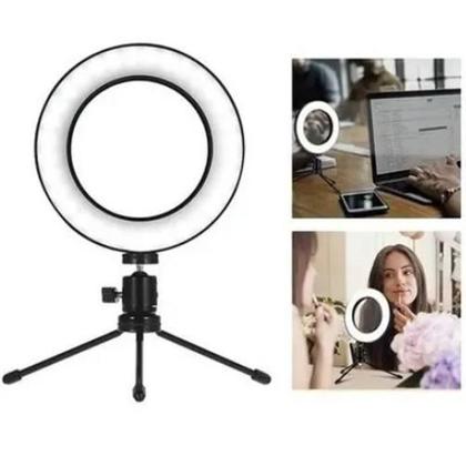 Imagem de Ring Light 6 Polegadas Iluminador 16Cm Usb Led E Mini Tripé