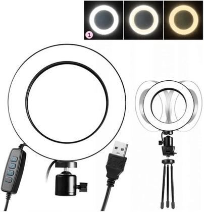 Imagem de Ring Light 6 Polegadas Iluminador Anel De Led Ring Light Usb 16Cm Com Mini Tripé