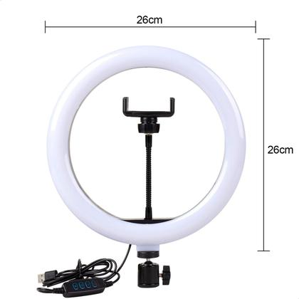 Imagem de Ring Light Anel de Luz Iluminador de LED 30W Bivolt 10 Polegadas 26cm Com Tripé 