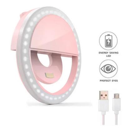 Imagem de Ring Light Clipe de LED Importado para Smartphone, Tablet e Notebook - Cor Rosa