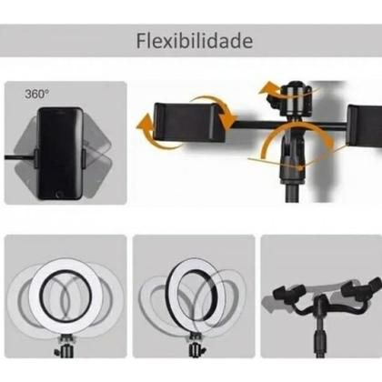 Imagem de Ring Light de Mesa Portátil Regulável Com Suporte para 2 Celulares WS-868